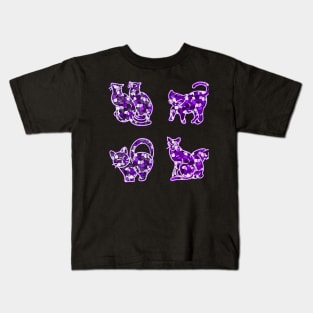 Crystal Group Cat (purple) Kids T-Shirt